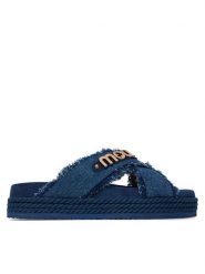 Mou Klapki Criss-cross MU.SW451004K Niebieski. Niebieskie klapki damskie Mou, bez wzorów, z materiału, bez obcasa. Za 529.99 zł.