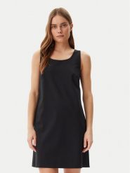 Calvin Klein Sukienka codzienna LV044B010G Czarny Regular Fit. Czarne sukienki damskie CALVIN KLEIN, na co dzień, bez wzorów, z syntetyku, bez kołnierzyka, bez ramiączek, proste. Za 309.99 zł.