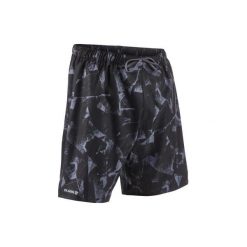 Spodenki surfing standard BS 100S Funkyleaf męskie. Czarne szorty męskie OLAIAN, z materiału, bez kołnierzyka. W wyprzedaży za 29.99 zł.