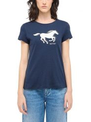 Mustang Koszulka w kolorze granatowym rozmiar: M. Niebieskie t-shirty damskie Mustang, m, bez wzorów, z bawełny, bez kołnierzyka. Za 43.99 zł.