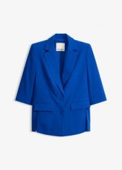 Żakiet z modnie zaznaczonymi ramionami z miękkiej mieszanki wiskozy. Czarne marynarki i żakiety damskie bonprix, bez wzorów, z wiskozy, eleganckie. Za 189.99 zł.