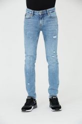 JUST CAVALLI Niebieskie jeansy Super Slim Chain. Niebieskie jeansy męskie Just Cavalli. W wyprzedaży za 599.99 zł.
