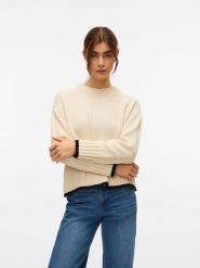 Vero Moda Sweter w kolorze beżowym rozmiar: XL. Brązowe swetry klasyczne damskie Vero Moda, xl, bez kołnierzyka. Za 82.83 zł.