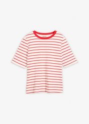 T-shirt z grubej bawełny organicznej. Białe t-shirty damskie bonprix, bez wzorów, z bawełny, bez kołnierzyka. Za 44.99 zł.