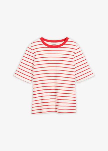 T-shirt z grubej bawełny organicznej. Białe t-shirty damskie bonprix, bez wzorów, z bawełny, bez kołnierzyka. Za 44.99 zł.