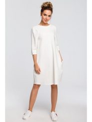 Made of emotion Sukienka w kolorze kremowym rozmiar: XXL. Brązowe sukienki damskie Made Of Emotion, xxl, bez wzorów, bez kołnierzyka, bez ramiączek, midi, bombki. Za 127.99 zł.