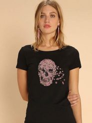 WOOOP Koszulka "Beautiful Death" w kolorze czarnym rozmiar: XXL. Czarne bluzki damskie Wooop, xxl, bez wzorów, z bawełny, bez kołnierzyka, bez ramiączek. Za 65.69 zł.