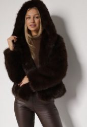 Brązowa Kurtka Futrzana z Nieodpinanym Kapturem Vetirire. Brązowe kurtki damskie Born2be, l, bez wzorów, z futra. Za 199.99 zł.