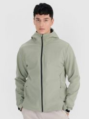4F Kurtka softshell wiatroodporna membrana 5000 męska - oliwkowa/khaki XL. Brązowe kurtki męskie 4f, m, bez wzorów, z dzianiny, z kapturem. W wyprzedaży za 199.99 zł.