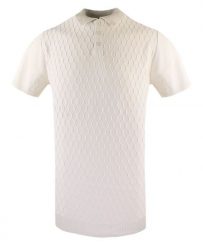 Dzianinowa, Męska Koszulka Polo - Brave Soul - Ecru. Koszulki polo męskie Brave Soul, na lato, l, bez wzorów, z dzianiny, bez ramiączek. Za 129.00 zł.