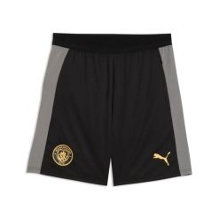 Szorty treningowe Manchester City. Niebieskie szorty sportowe męskie Puma, m, z materiału, na fitness i siłownię. Za 264.42 zł.