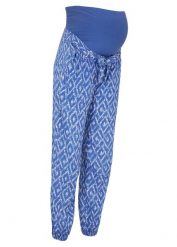 Lekkie spodnie ciążowe z wiskozy, Loose Fit. Niebieskie spodnie materiałowe damskie bonprix, bez wzorów, z dżerseju, moda ciążowa. Za 59.99 zł.