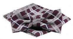 Mucha Męska z Poszetką Alties - Bordo, Popielata Kratka. Czerwone krawaty i muchy męskie Alties, bez wzorów, eleganckie. Za 54.00 zł.