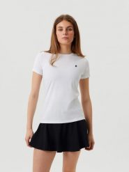 Bjorn_borg ACE SLIM T-SHIRT z recyklingowanego poliestru – BRILLIANT WHITE. Białe t-shirty damskie Björn Borg, m, bez wzorów, bez kołnierzyka. Za 196.00 zł.