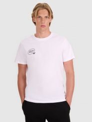 4F T-shirt regular z nadrukiem męski - biały XL. Białe t-shirty męskie 4f, m, bez wzorów, z bawełny, bez kołnierzyka. Za 59.99 zł.