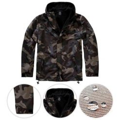 Kurtka turystyczna męska Brandit Frontzip Windbreaker Dark Camo. Czarne kurtki męskie Brandit, m, bez wzorów, z polaru, bez kaptura. Za 272.80 zł.