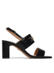 Nine West Sandały 2489-19 Czarny. Czarne sandały damskie Nine West, bez wzorów, z materiału, bez obcasa, na słupku. Za 183.99 zł.