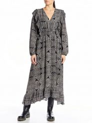 Replay Sukienka w kolorze czarno-białym rozmiar: L. Białe sukienki damskie Replay, l, bez wzorów, bez kołnierzyka, bez ramiączek, maxi. Za 381.30 zł.