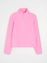 Polarowa bluza half-zip ze stójką - różowy. Czerwone bluzy bez kaptura damskie Sinsay, l, z polaru. Za 39.99 zł.