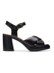 Clarks Skórzane sandały "Ritzy 75 Rae" w kolorze czarnym na obcasie rozmiar: 38. Czarne sandały damskie Clarks, bez wzorów, bez obcasa, na koturnie. Za 217.99 zł.