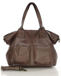 Shopper bag czekoladowy MARCO MAZZINI v169c. Brązowe shopper bag damskie bez wzorów, ze skóry, duże, bez dodatków. Za 529.15 zł.