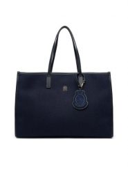 Tommy Hilfiger Torebka Th City Large Tote Melton AW0AW18215 Granatowy. Niebieskie torebki klasyczne damskie Tommy Hilfiger, bez wzorów, z materiału, bez dodatków. Za 559.99 zł.