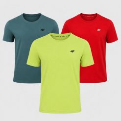 ZESTAW KOSZULEK MĘSKICH 4F 3PAK KOMPLET NA CO DZIEŃ T-SHIRT SPORTOWY. T-shirty męskie 4f, l, bez wzorów, z bawełny, bez kołnierzyka. Za 117.00 zł.