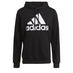 Adidas Essentials Big Logo Hoodie, męska bluza. Białe bluzy sportowe męskie Adidas, bez wzorów, z bawełny, klasyczne, bez kołnierzyka, bez ramiączek. Za 199.00 zł.