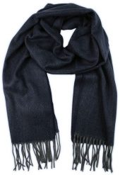 Szalik z Frędzlami, Granatowy w Jodełkę Miękki, Firmy V.Fraas -Cashmink. Niebieskie szaliki męskie V. Fraas, bez wzorów, z materiału. Za 65.00 zł.