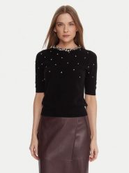 KAOS Sweter RI1KT021 Czarny Regular Fit. Czarne swetry klasyczne damskie KAOS, xs, z wełny, bez kołnierzyka. Za 679.99 zł.