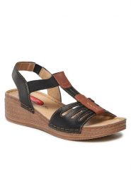 Go Soft Sandały ARC-2304-03 Czarny. Czarne sandały damskie GO SOFT, bez wzorów, ze skóry, bez obcasa, na koturnie. Za 149.99 zł.