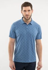 Koszulka polo O-FUN. Niebieskie koszulki polo męskie Volcano, na lato, m, bez wzorów, z bawełny, bez ramiączek. Za 109.99 zł.