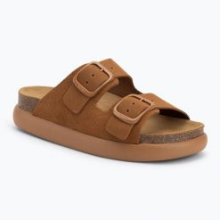 Klapki damskie Scholl Noelle Chunky Suede. Brązowe klapki damskie Scholl, bez wzorów, z materiału, bez obcasa. Za 279.99 zł.