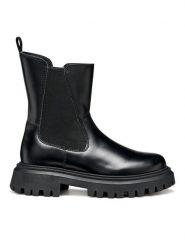 Geox Trapery J Maquinnens J56M6D 0CNNH C9999 S Czarny. Czarne kozaki dziewczęce Geox, bez wzorów, ze skóry, bez obcasa. Za 269.99 zł.