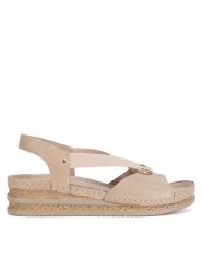 Go Soft Sandały RST-2314-02 Beżowy. Brązowe sandały damskie GO SOFT, bez wzorów, z materiału, bez obcasa, na koturnie. Za 119.99 zł.