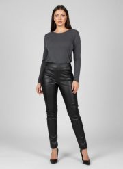 Eleganckie czarne spodnie BengaMetallic07 o kroju slim fit PLUS SIZE XXL OVERSIZE JESIEŃ. Czarne spódniczki damskie Moda Size Plus Iwanek, na jesień, plus size, bez wzorów, z elastanu, biznesowe, plus size, dopasowane. Za 199.90 zł.