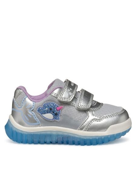 Geox Sneakersy B Lightyloo B5561A 0AJAS C1294 Srebrny. Szare buty sportowe dziewczęce Geox, bez wzorów, ze skóry, bez zapięcia. Za 129.99 zł.