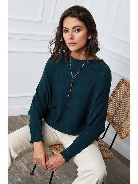 Joséfine Sweter "Dragor" w kolorze ciemnozielonym rozmiar: M. Zielone swetry klasyczne damskie Joséfine, m, z kaszmiru, bez kołnierzyka. Za 217.53 zł.