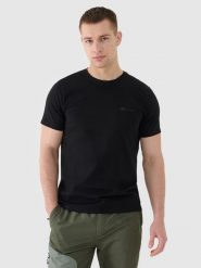 4F T-shirt regular gładki męski - czarny XXL. Czarne t-shirty męskie 4f, m, bez wzorów, z bawełny, bez kołnierzyka. Za 59.99 zł.