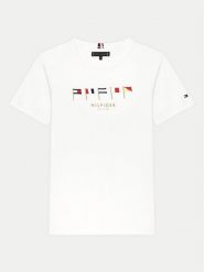 Tommy Hilfiger T-Shirt Multiflag KB0KB09532 D Biały Regular Fit. Białe t-shirty chłopięce Tommy Hilfiger, bez wzorów, z bawełny, bez ramiączek. Za 89.99 zł.