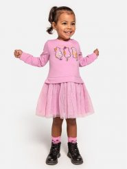 Coccodrillo Sukienka dzianinowa WC4129102CEN Różowy Regular Fit. Czerwone sukienki dziewczęce COCCODRILLO, bez wzorów, z bawełny, bez ramiączek. Za 49.90 zł.