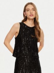 Imperial Top R9990034S Czarny Regular Fit. Czarne topy damskie Imperial, s, bez wzorów, z syntetyku, bez kołnierzyka. Za 259.99 zł.