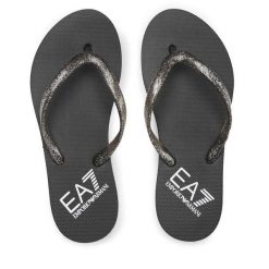 Japonki EA7 Emporio Armani. Czarne klapki damskie EA7 Emporio Armani, bez wzorów, bez obcasa. Za 179.99 zł.