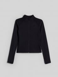 4F Bluza do jogi slim szybkoschnąca damska - czarna S. Czarne bluzy sportowe damskie 4f, l, bez wzorów, z włókna. Za 199.99 zł.