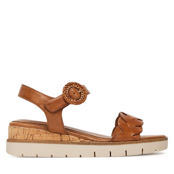 Sandały Tamaris. Brązowe sandały damskie Tamaris, bez wzorów, bez obcasa, na koturnie. Za 349.99 zł.