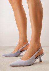 Niebieskie Czółenka z Imitacji Zamszu na Kaczuszce z Odkrytą Piętą Raeneh. Niebieskie czółenka damskie Born2be, bez wzorów, z materiału, ze szpiczastym noskiem, bez obcasa, na obcasie. Za 109.99 zł.