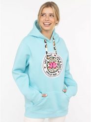 Zwillingsherz Bluza "Kelly" w kolorze turkusowym rozmiar: S/M. Niebieskie bluzy z nadrukiem damskie Zwillingsherz, m. Za 246.53 zł.