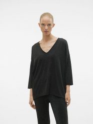 Vero Moda Bluzka w kolorze czarnym rozmiar: L. Czarne bluzki damskie Vero Moda, l, bez wzorów, bez kołnierzyka, bez ramiączek. Za 41.69 zł.