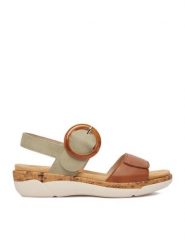 Remonte Sandały CEO-R6853-24 Zielony. Zielone sandały damskie Remonte, bez wzorów, ze skóry, bez obcasa, na płaskiej podeszwie. Za 349.99 zł.