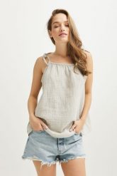 TOP MIA JASNO SZARY L - Flawless. Szare topy damskie Flawless, l, bez wzorów, z dzianiny, bez kołnierzyka. Za 105.00 zł.